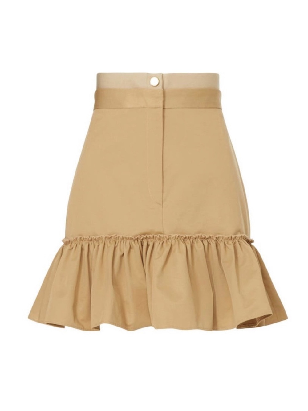 Sandro || Alicante Double Waisr Mini Skirt Ruffle Hem Tan FR 40 US 8
